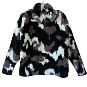 Eddie Bauer Fleece 1/4 Zip Pullover - Black, White, and Brown